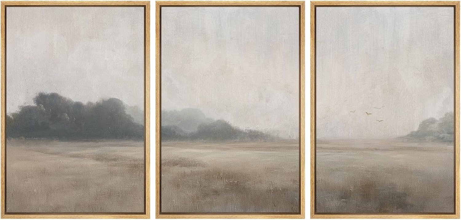 Vintage Farmhouse Framed Wall Art — 24" — 16"x24"x3 Panels Natural