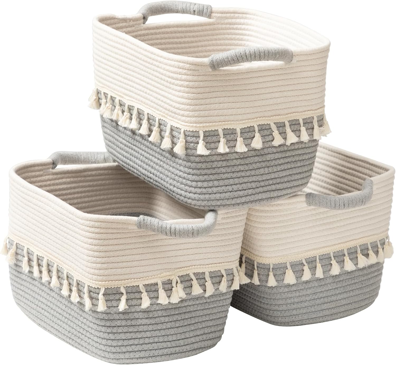 Boho Black Vase — Set of 3 — White & Dark Grey