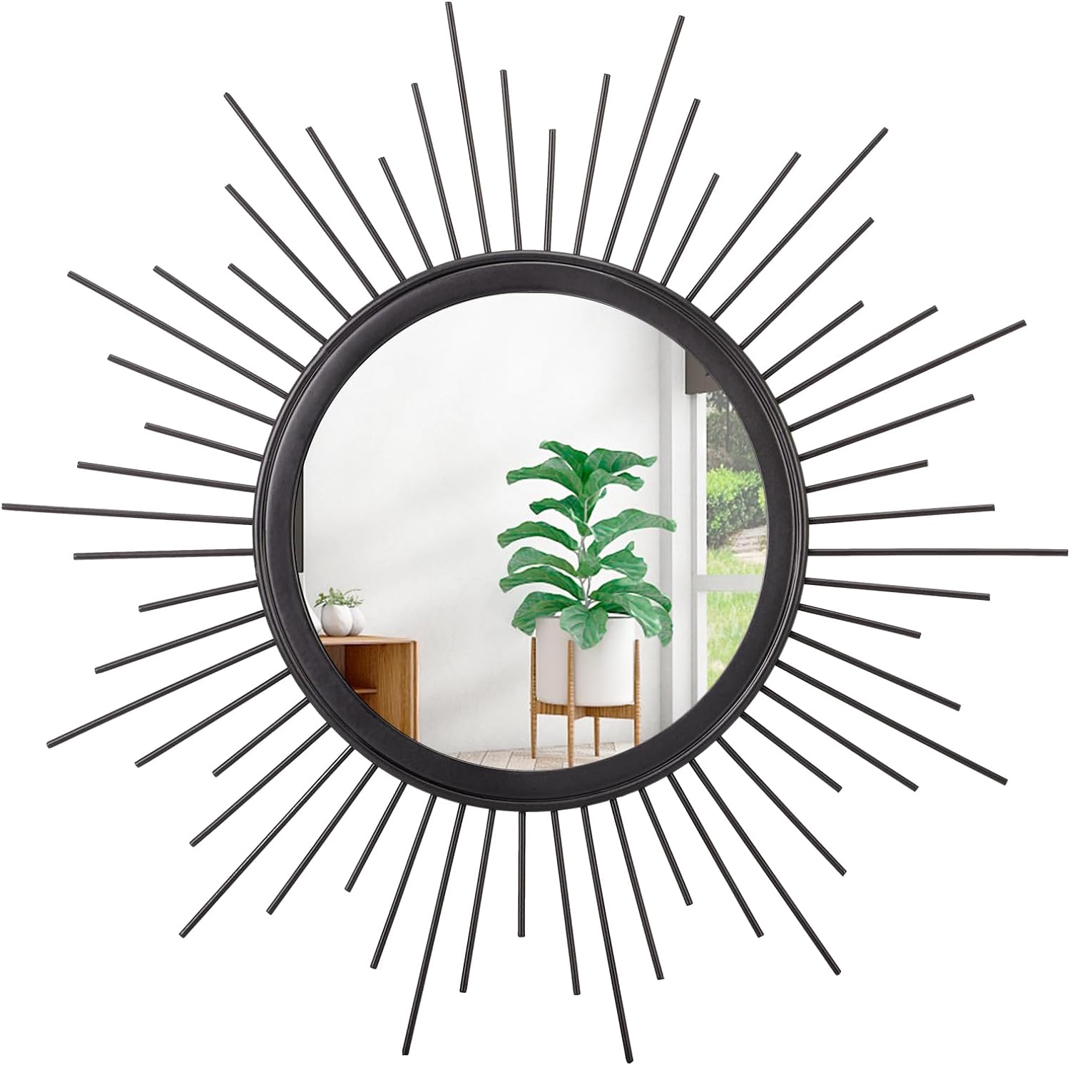 Round Black Wall Mirror — 12" — 12"L x 12"W