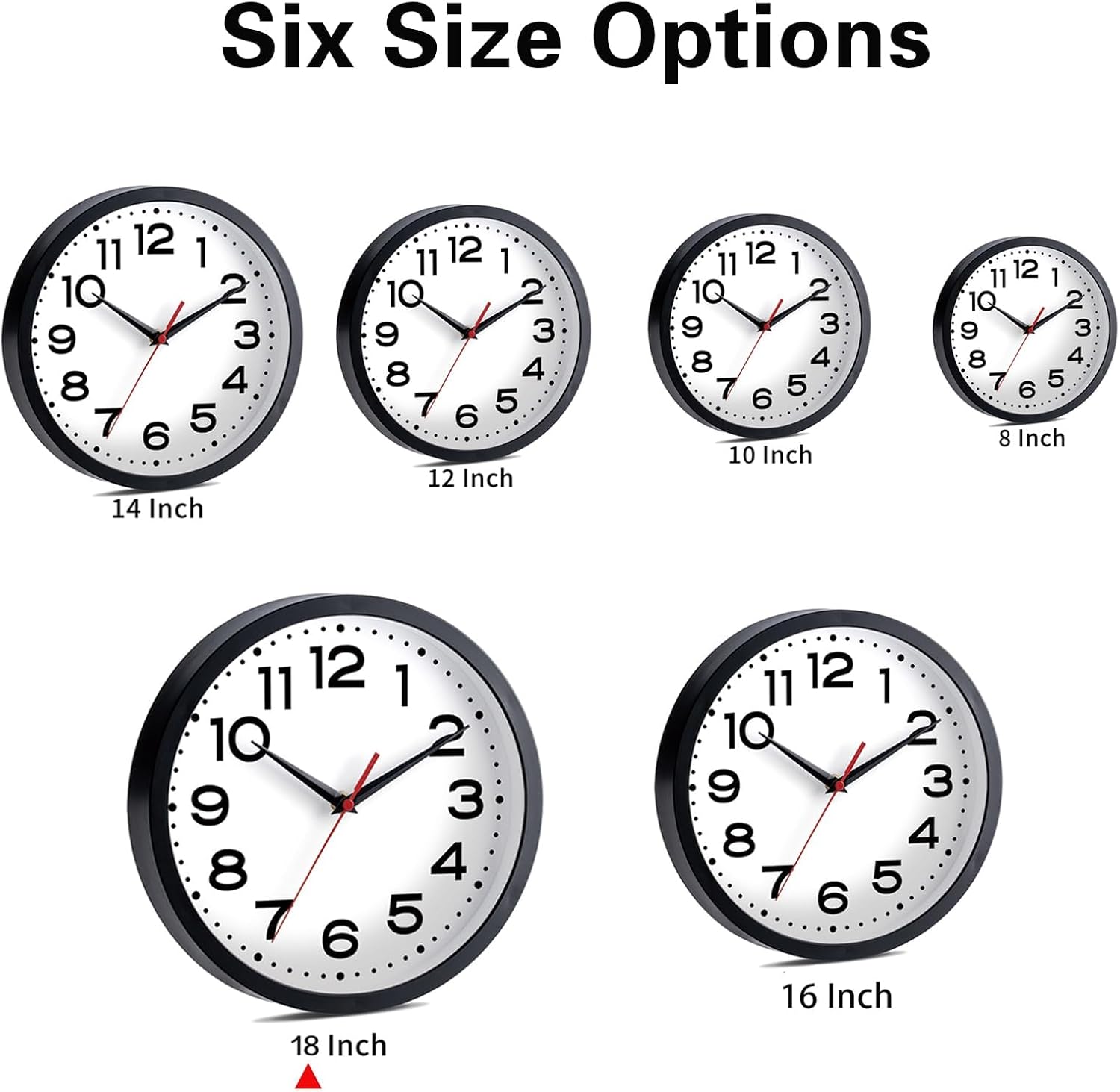 Battery Operated Modern Black Wall Clock — 18" - View 3