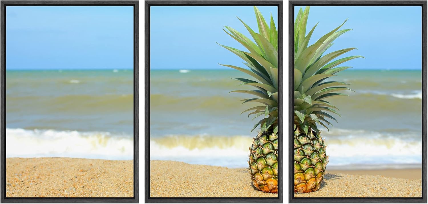 Framed Fabric Wall Art — 24" — 24" x 36" x 3 Panels BLACK