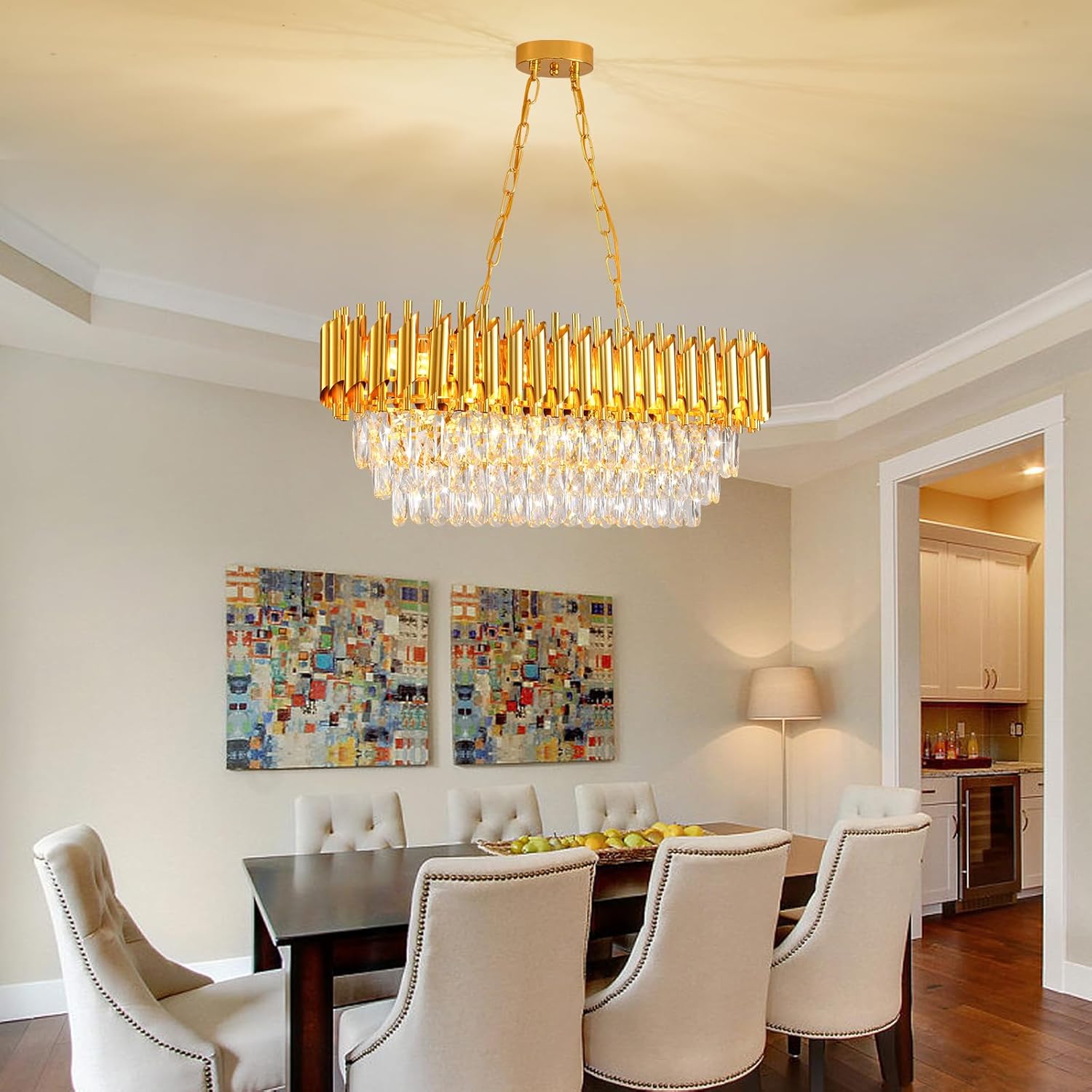 Oval Luxe Black Chandelier — 8-Light - View 3