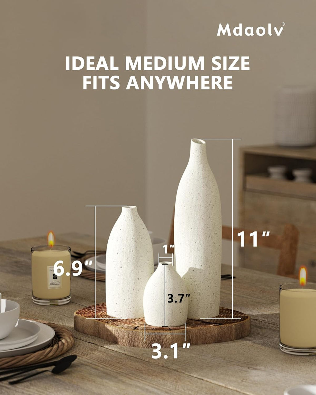 Modern Beige Flower Vase — Set of 3 - View 7