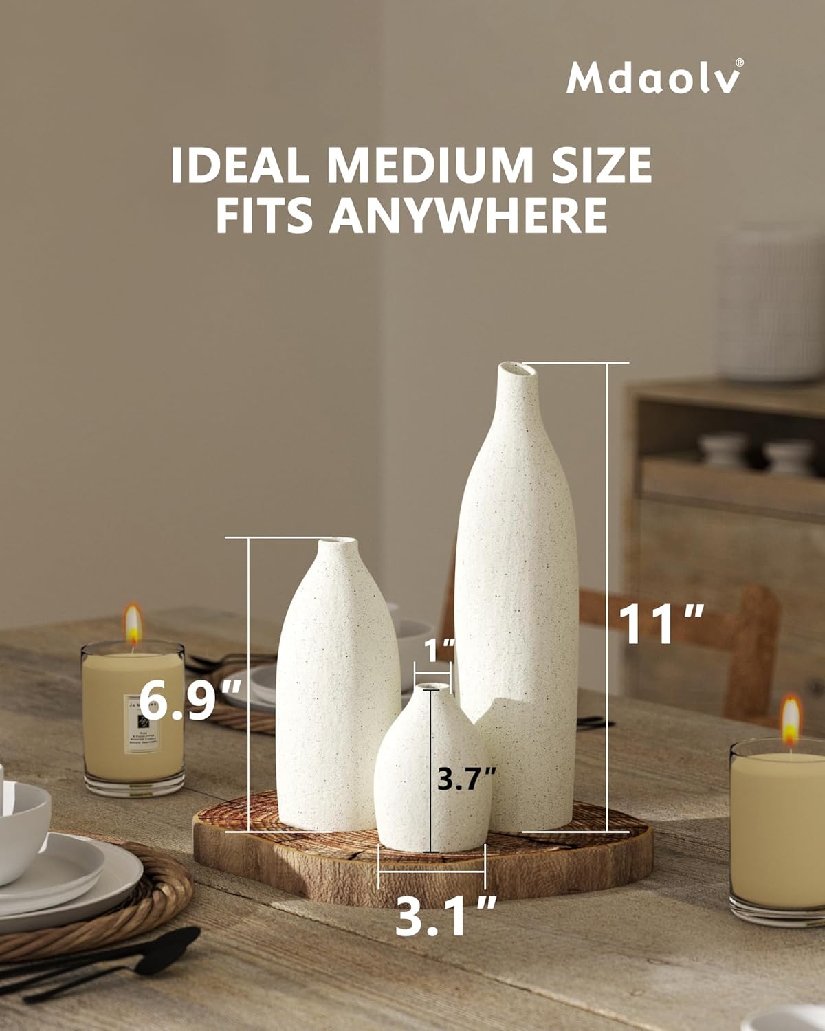 Modern Beige Flower Vase — Set of 3 - View 7