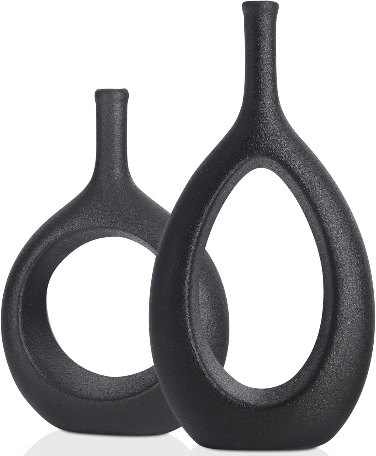 Boho Black Decorative Vase — Set of 2 — Black