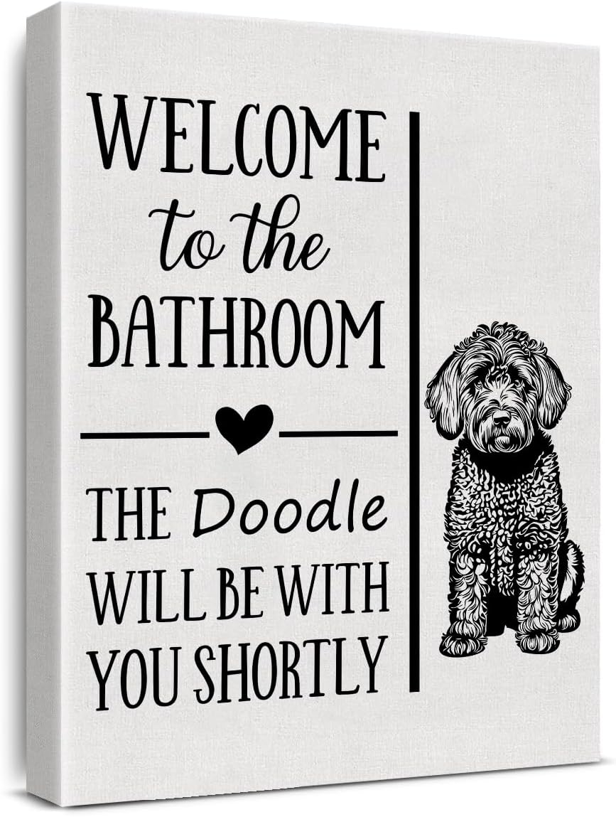 Beige Framed Wall Art — Golden Doodle Dog