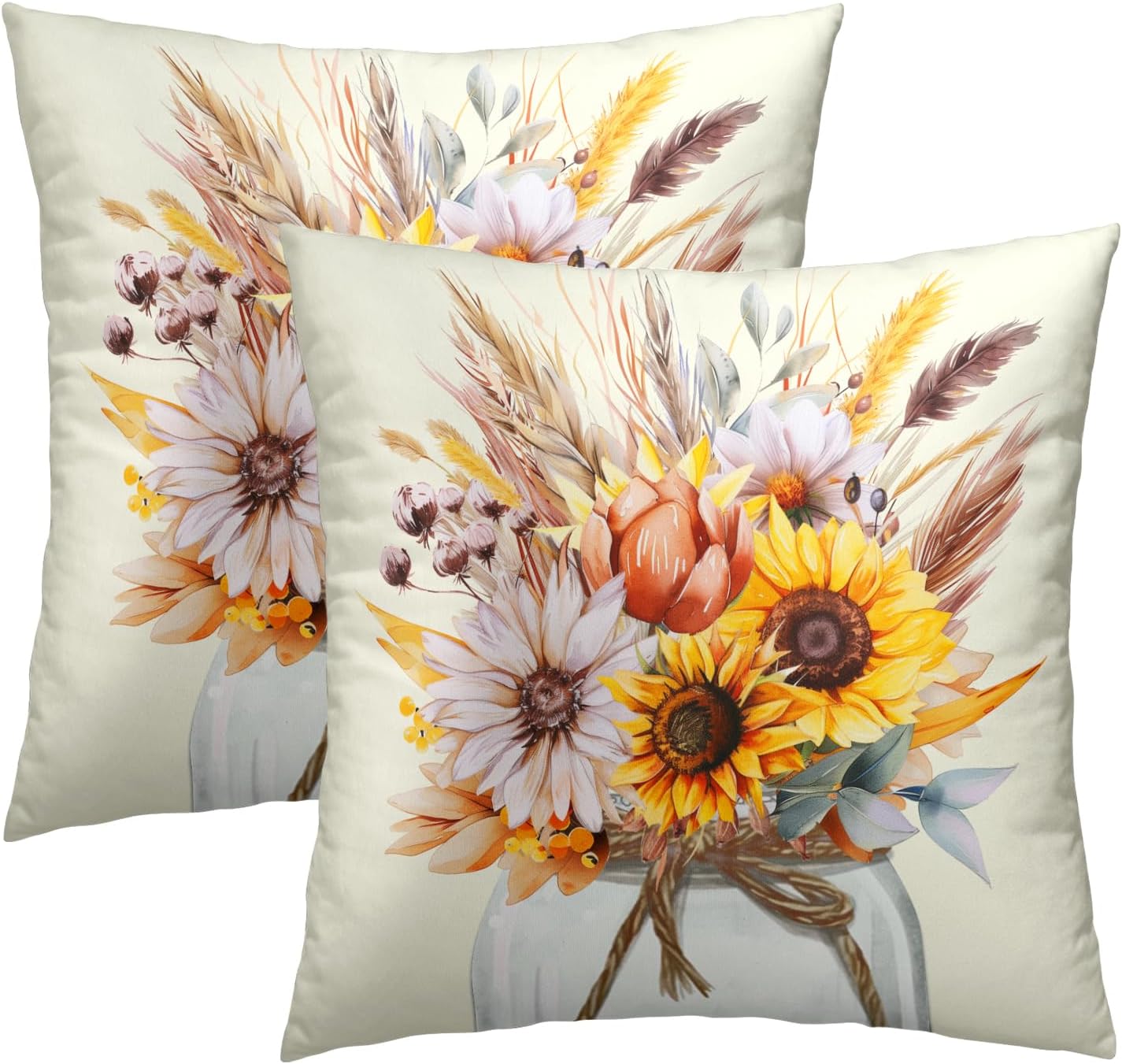 Boho Black Pillow Cover — 22" — 16" x 16" (Pack of 2)