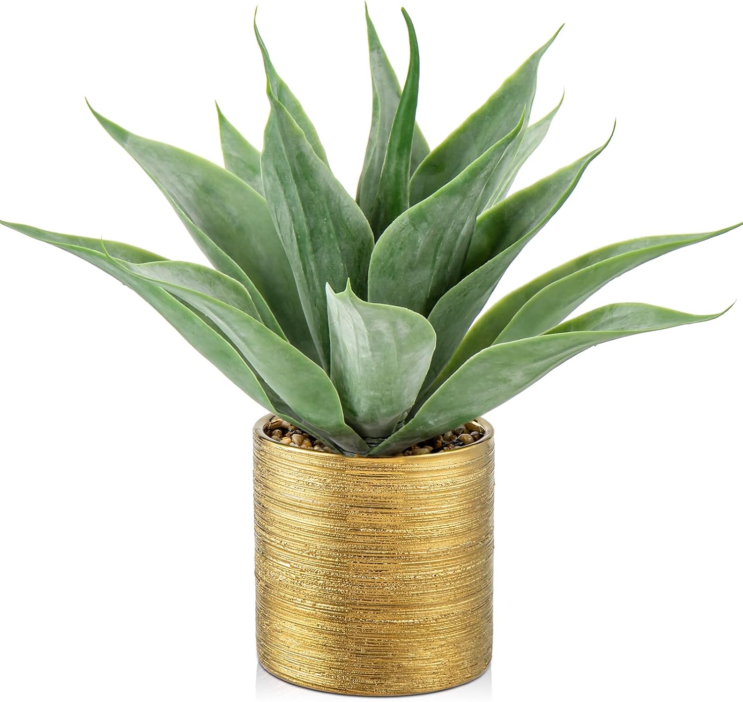 Luxe Black Artificial Plant — Agave -Brushed Gold