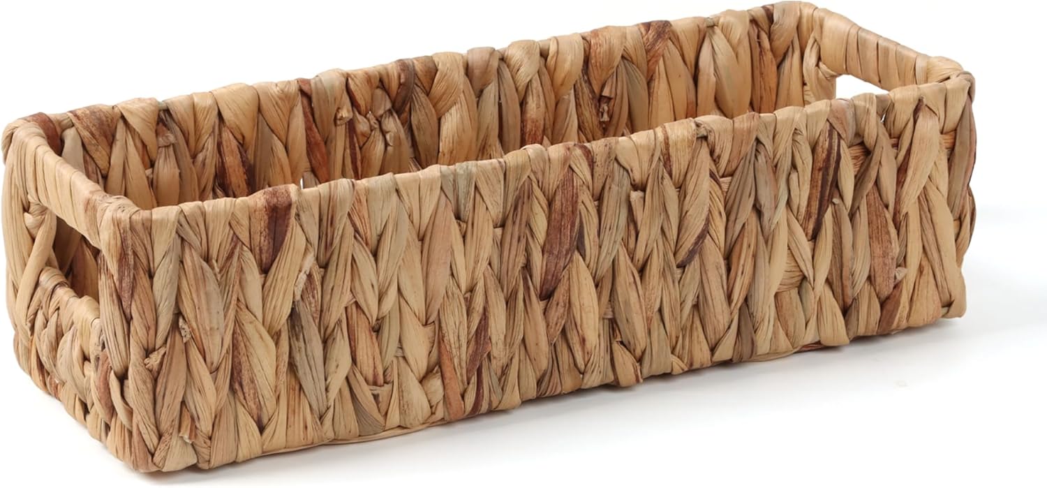 Rectangular Boho Beige Storage Bin — 14.5" — Natural