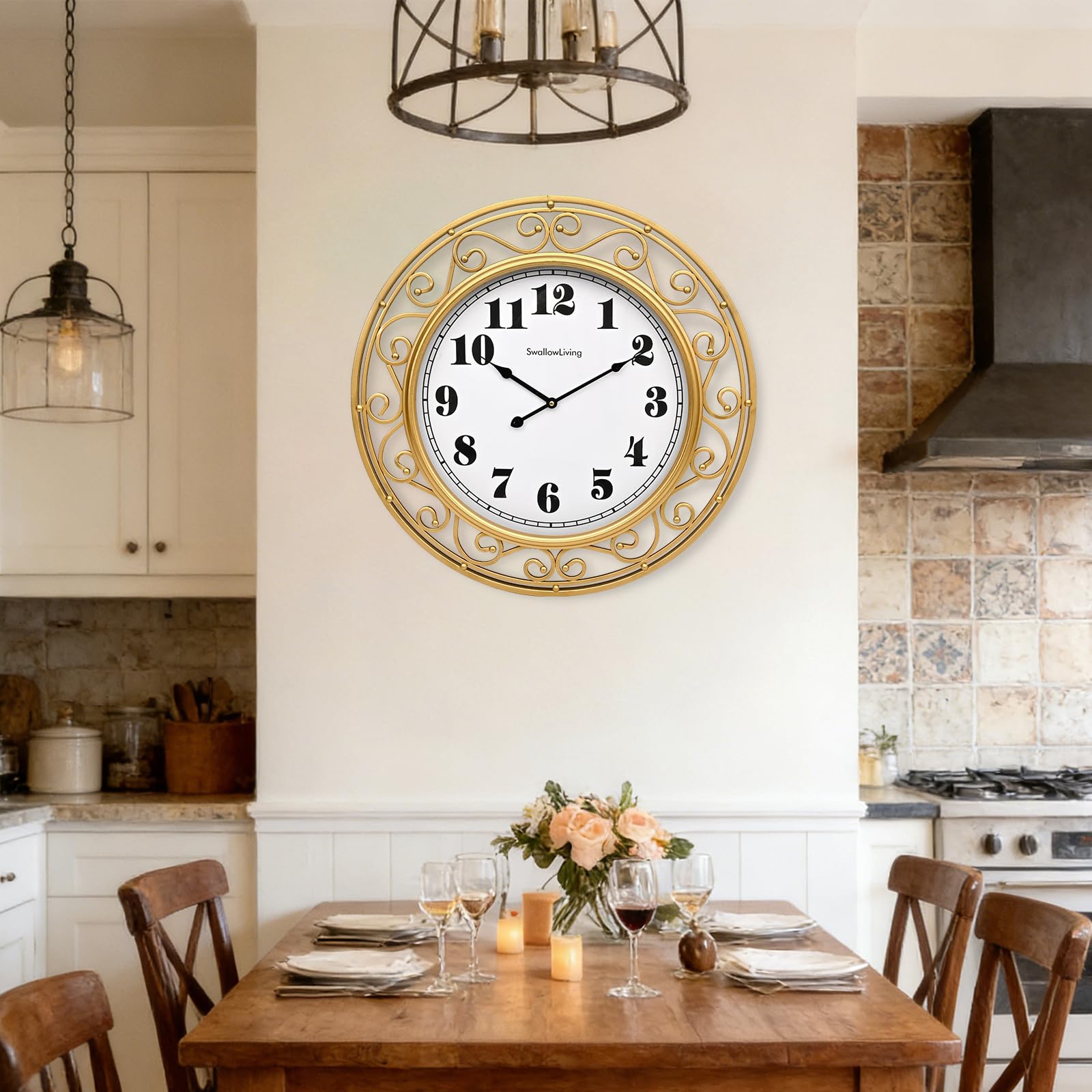 Battery Operated Luxe Black Wall Clock — 24"