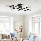 Mid-Century Black Chandelier — 8-Light - View 3