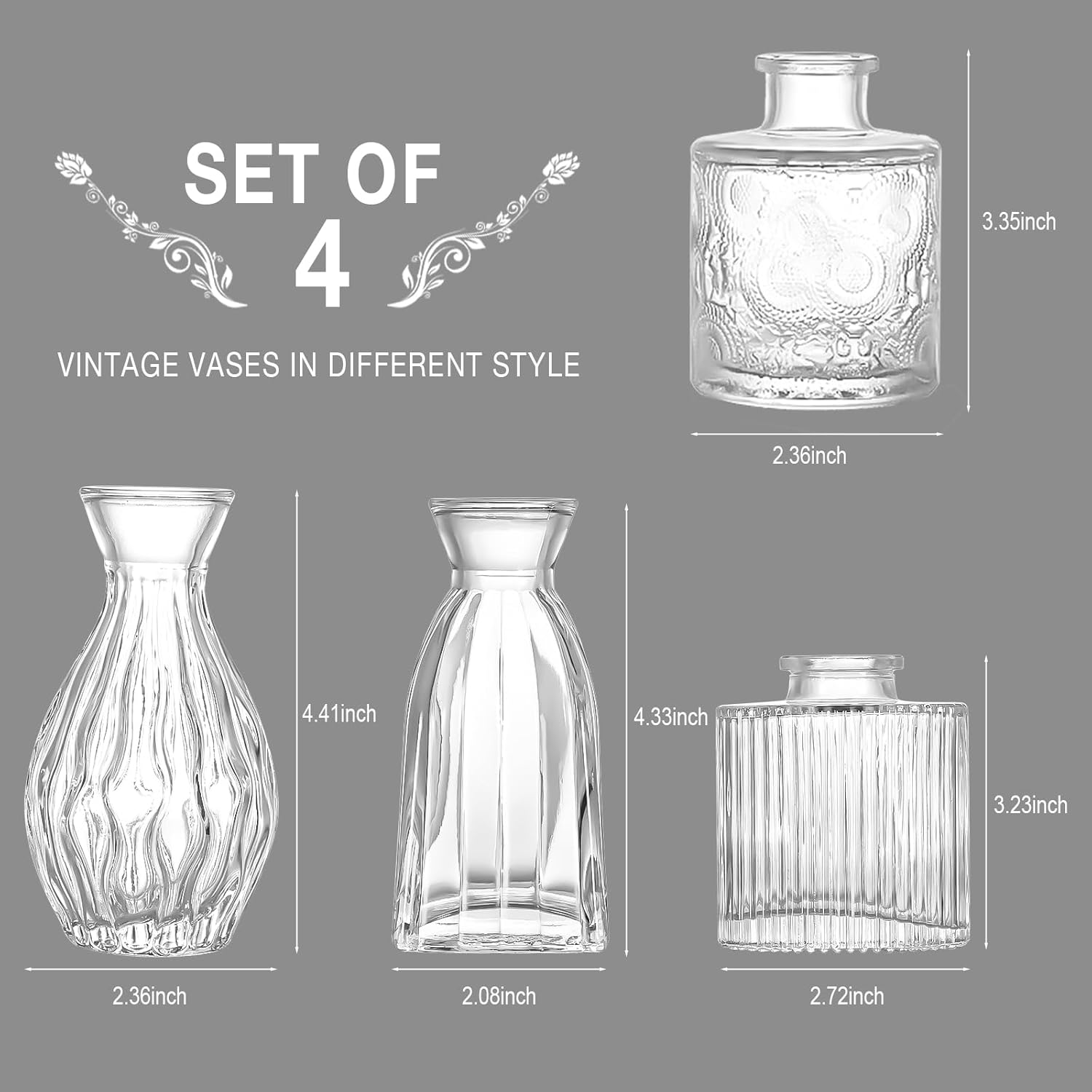 Vintage Glass Flower Vase — Set of 4 - View 2