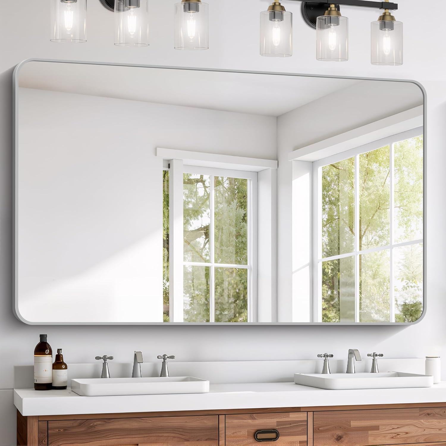 Black Wall Mirror — 24" — Silver