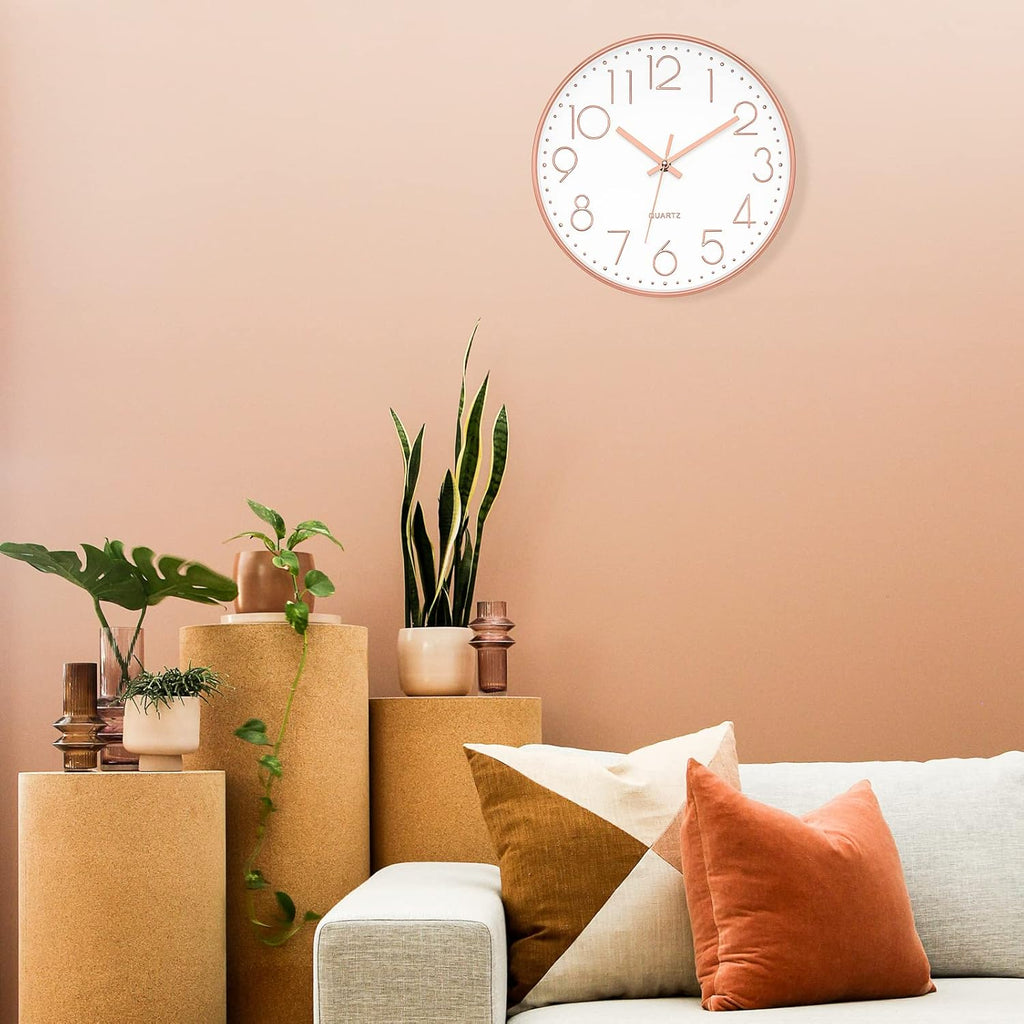 Battery Operated Luxe Beige Wall Clock — 12" - View 7