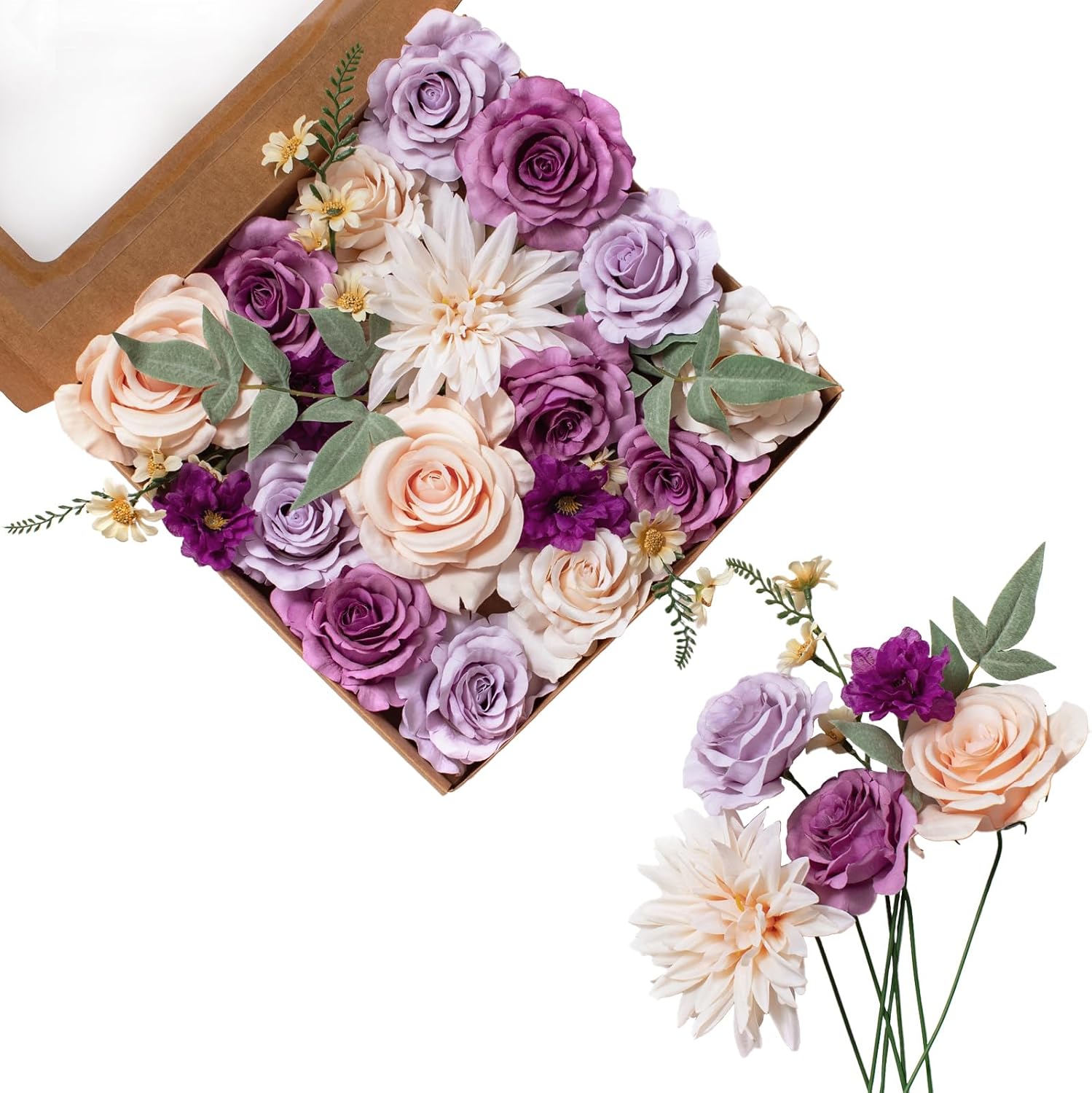 Beige Artificial Flowers — Lilac & Purple