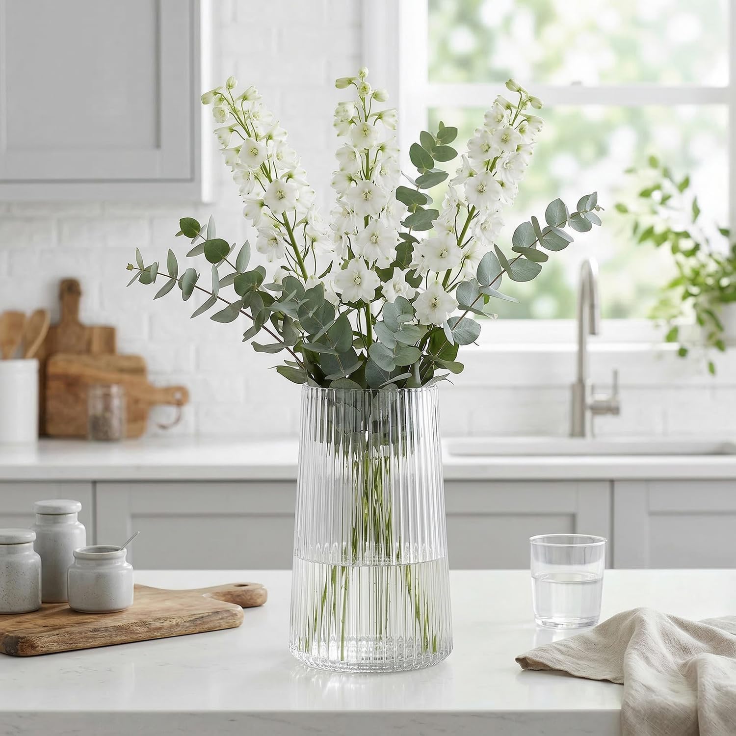 Modern Black Flower Vase — 8" - View 5
