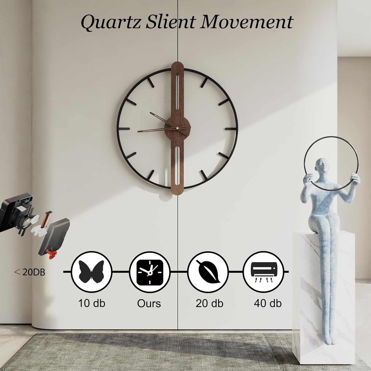 Modern Wood Wall Clock - View 3