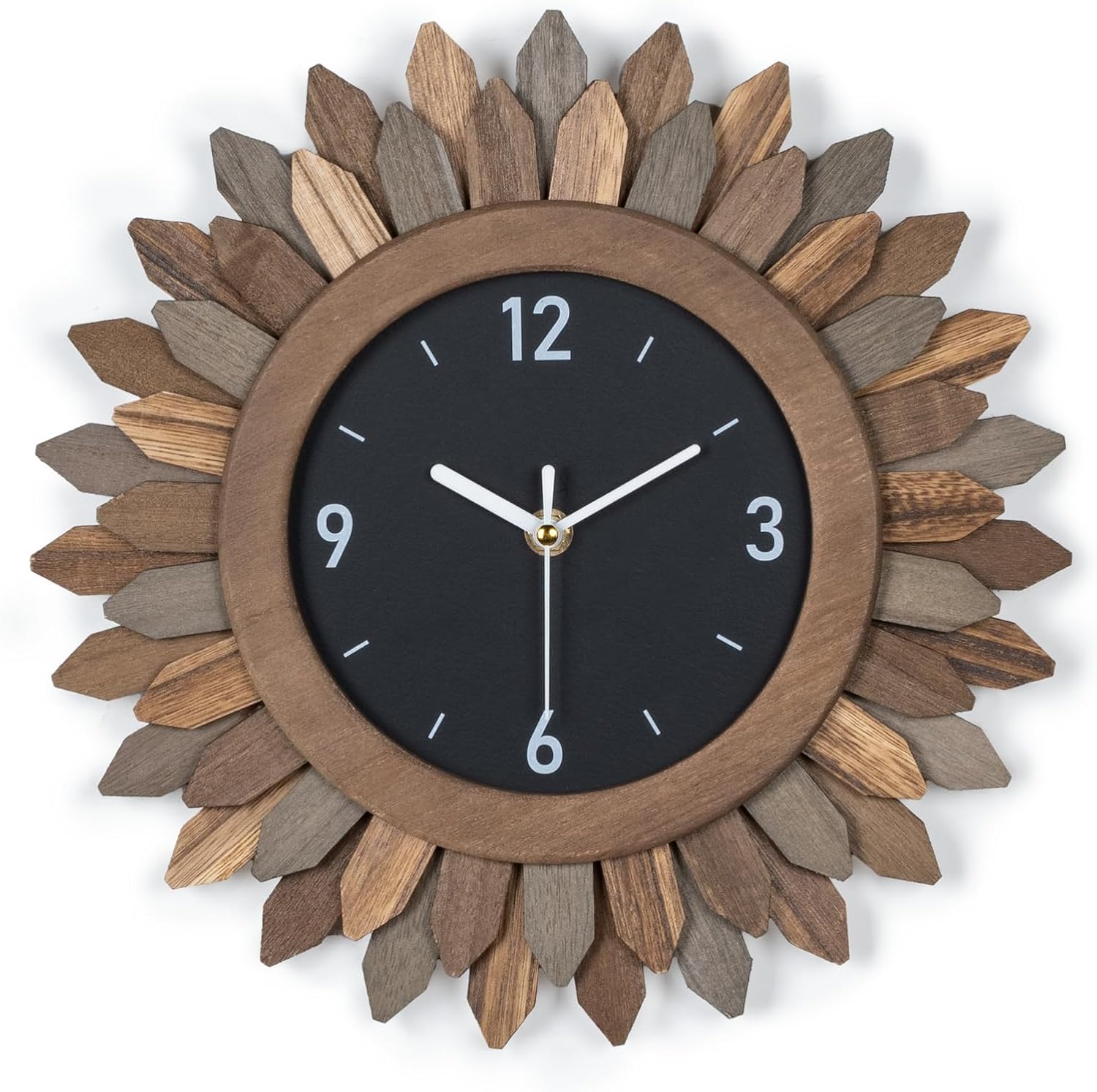 Battery Operated Boho Brown Wall Clock — 21" — Tricolor