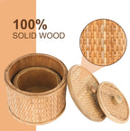Round Boho Wood Home Decor — 7" - View 2