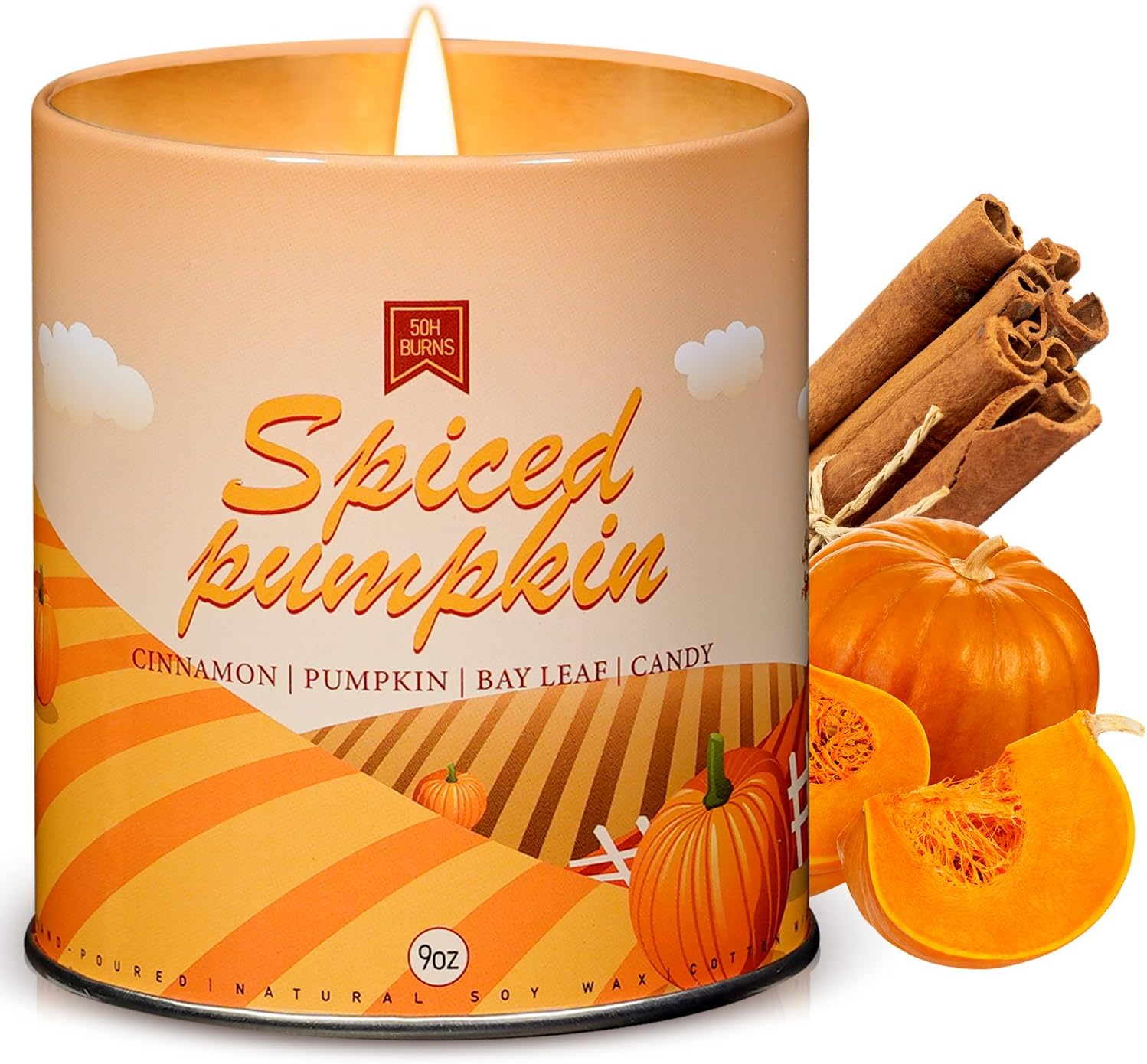 Soy Wax Metal Scented Candle — Pumpkin