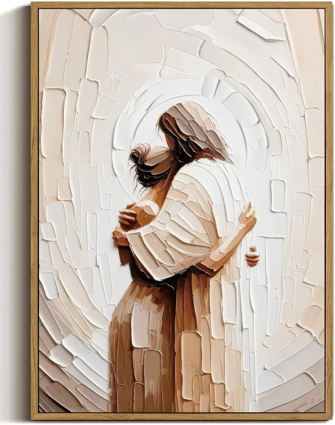 Framed Modern Beige Canvas Wall Art — 16" — Safety
