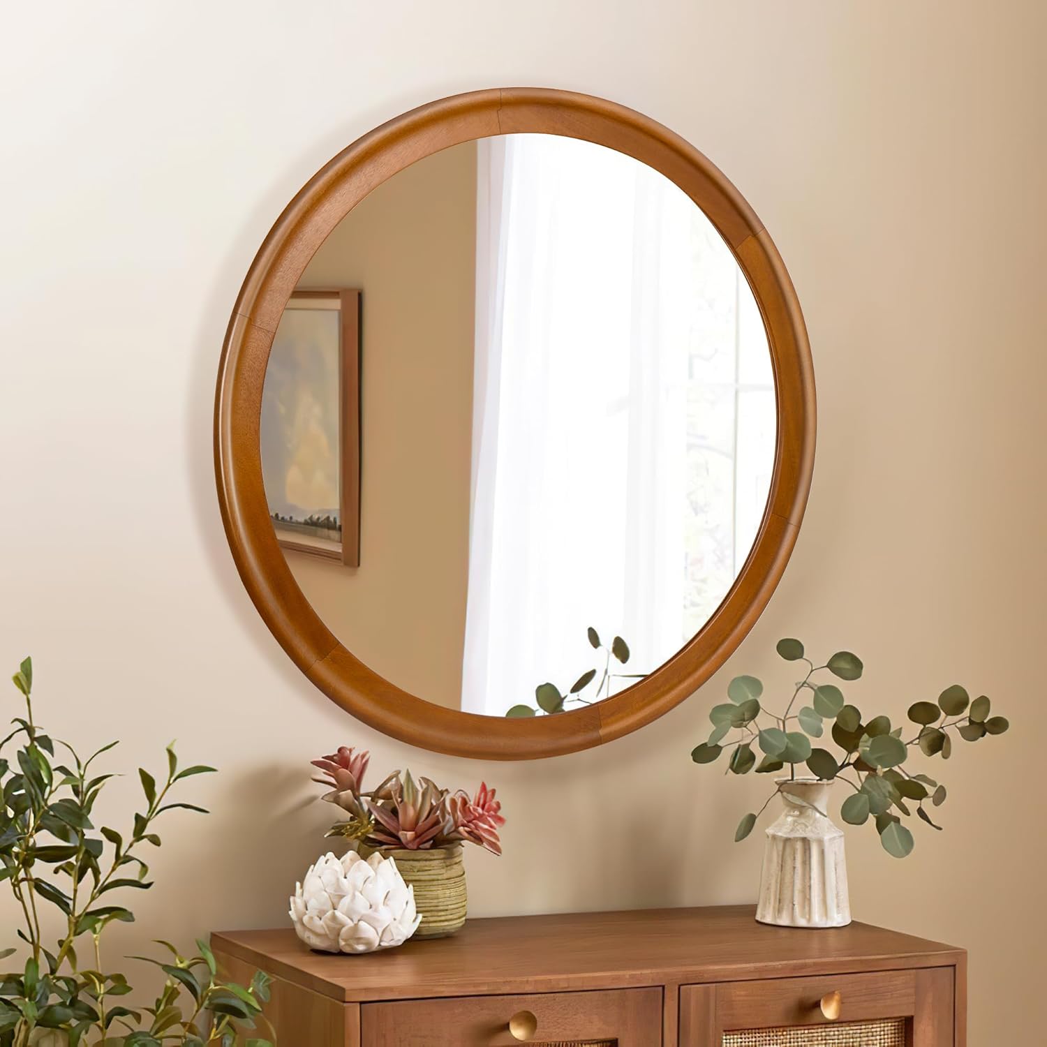 Round Farmhouse Black Vanity Mirror — 36" - View 3