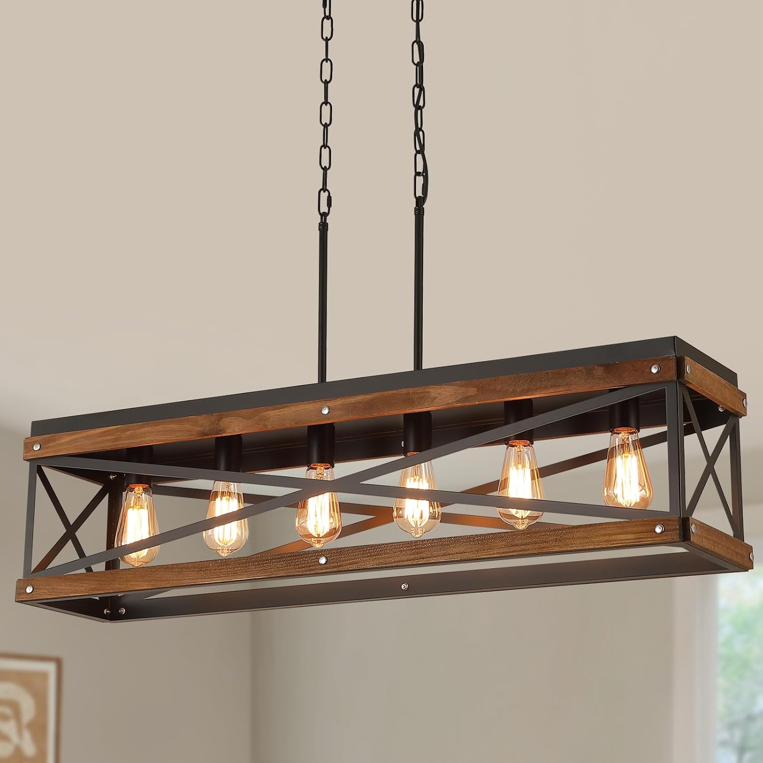 Adjustable Farmhouse Wood Candle — 1-Light — Large 6 Lights