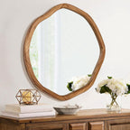 Round Farmhouse Brown Wall Mirror — 30" - View 4