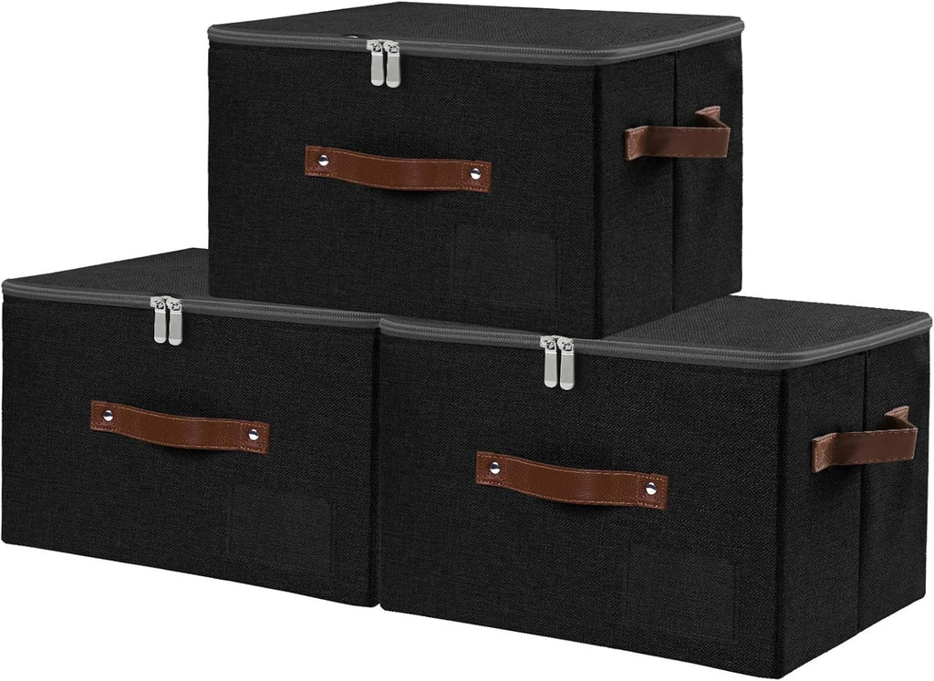 Linen Beige Storage Bin — Set of 1 — Medium (Pack of 3）