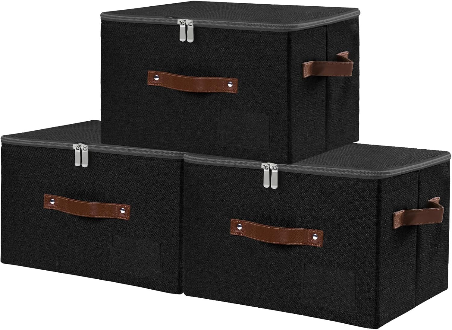 Linen Beige Storage Bin — Set of 1 — Medium (Pack of 3）