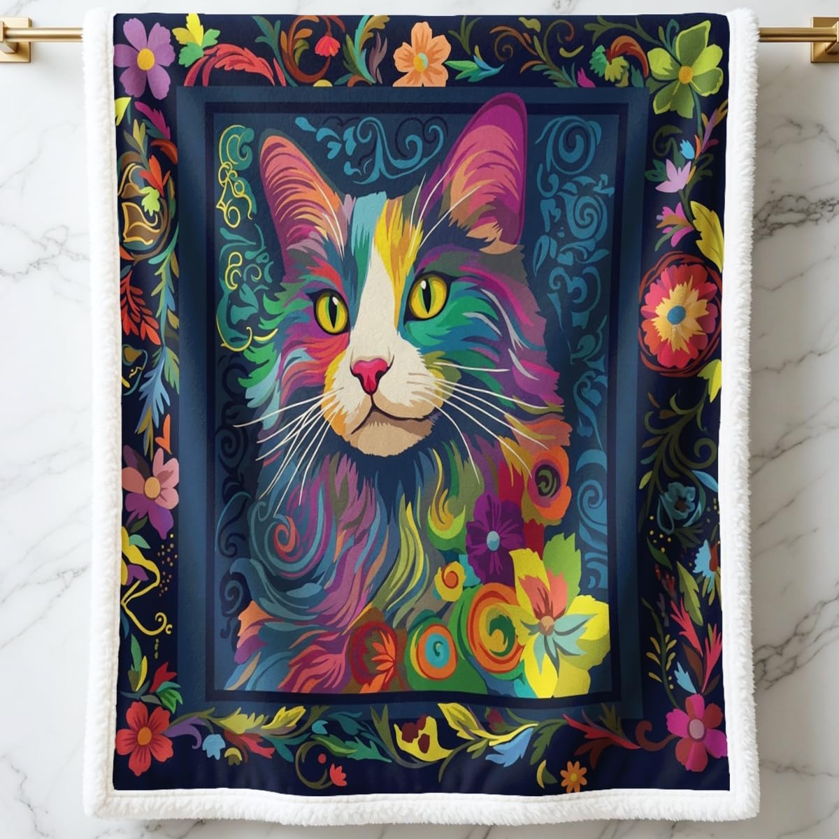 Modern Black Throw Pillow — 50" — Blue Cat Sunflower
