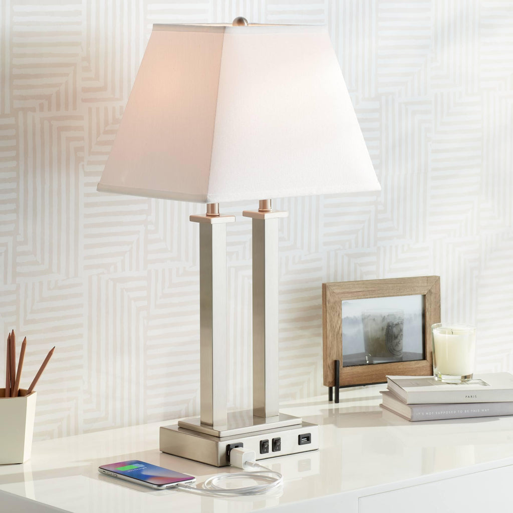 USB Modern Fabric Table Lamp — 26"
