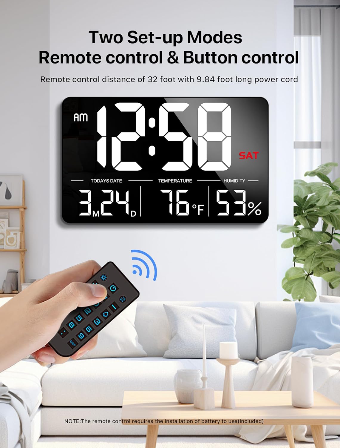 Adjustable Black Wall Clock — 13" - View 5