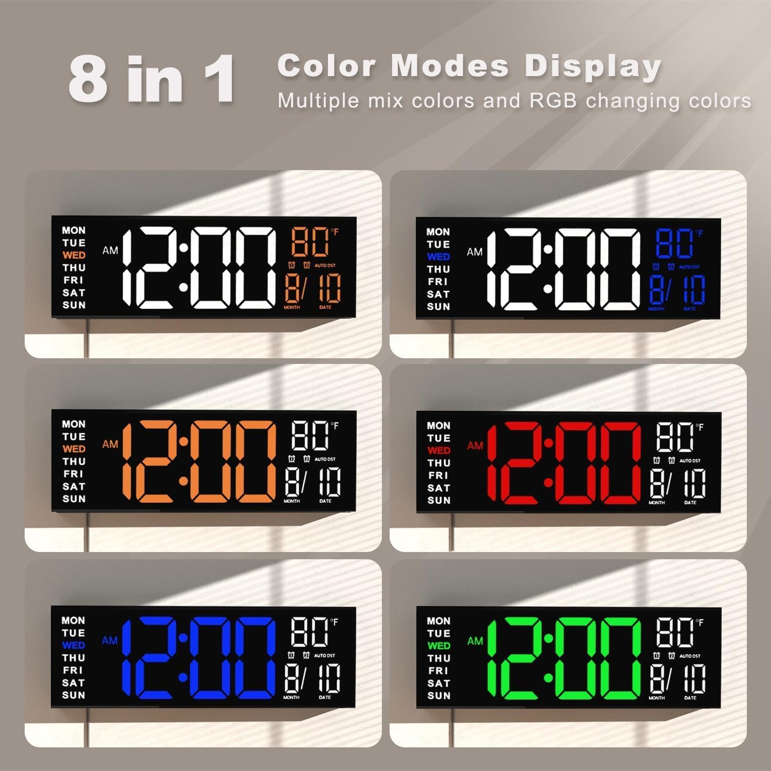 RGB Blue Wall Clock — 16" - View 3