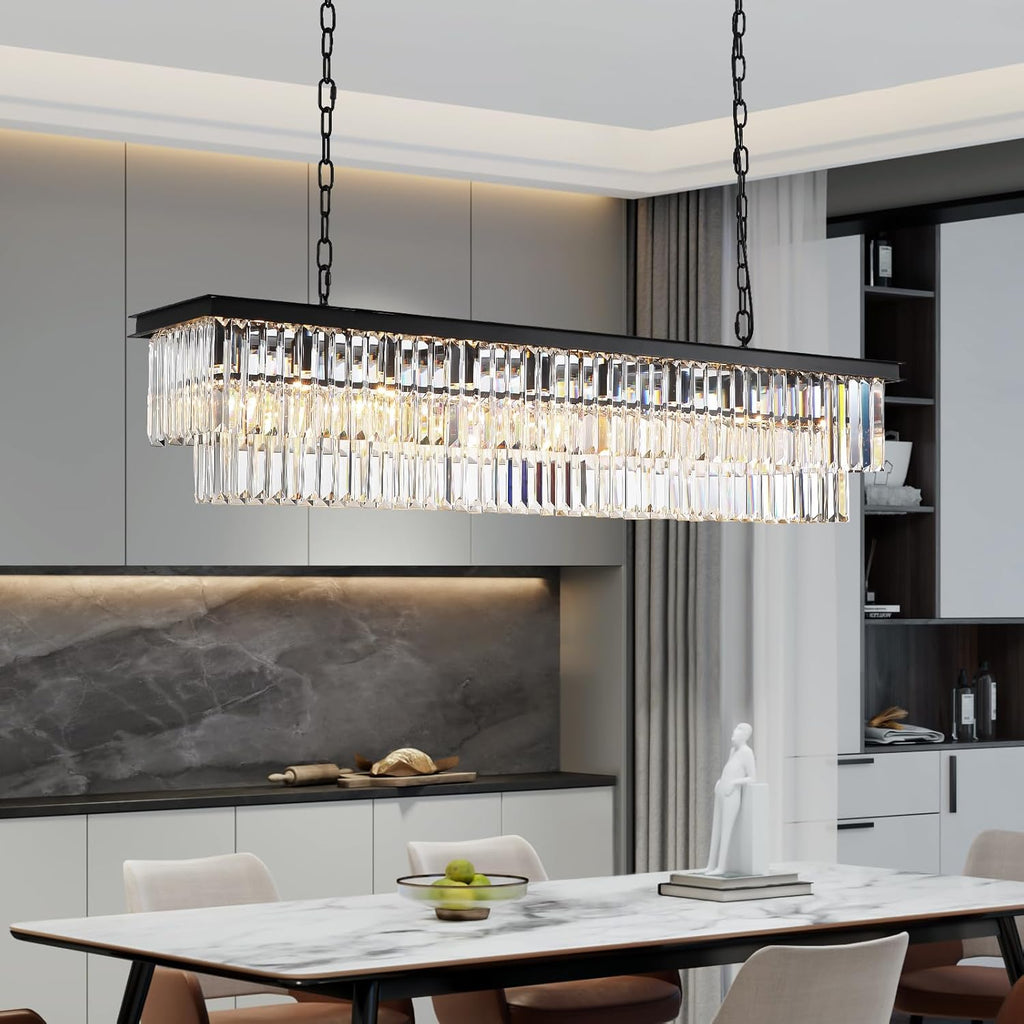 Rectangular Luxe Glass Chandelier — 47" - View 10
