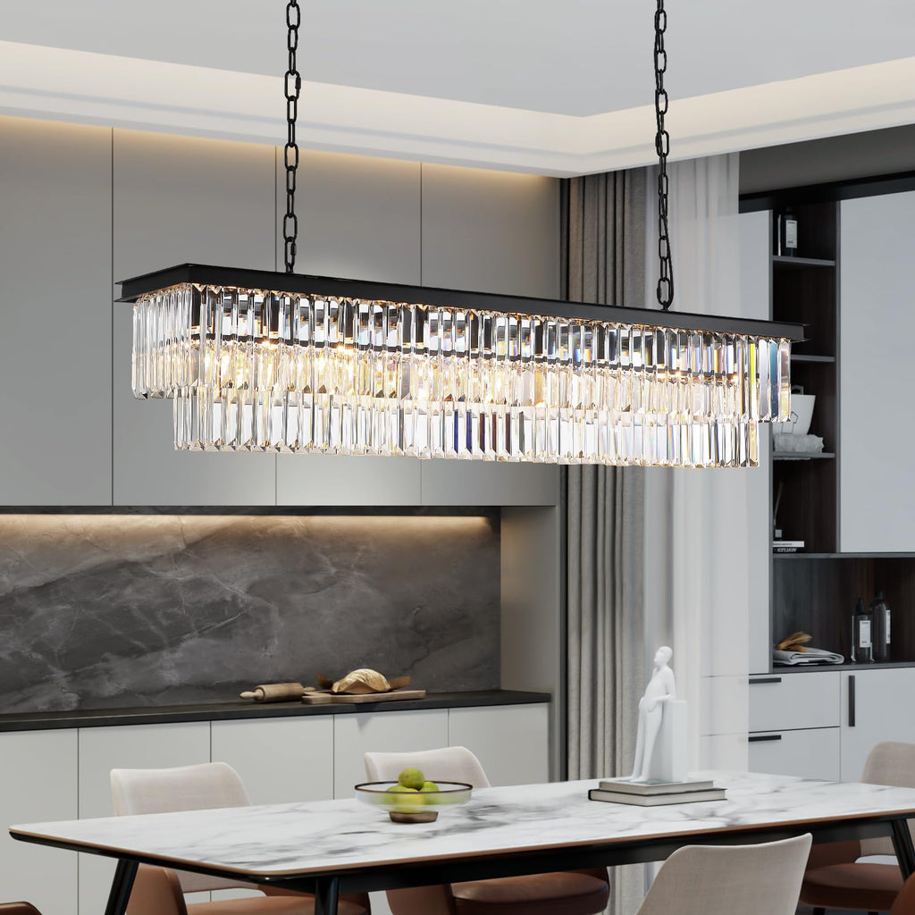 Rectangular Luxe Glass Chandelier — 47"