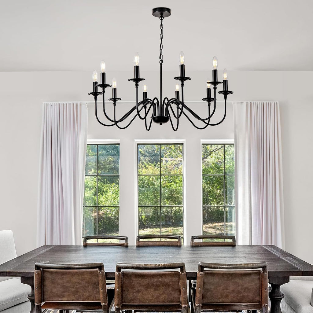 Farmhouse Beige Chandelier — 10-Light - View 2