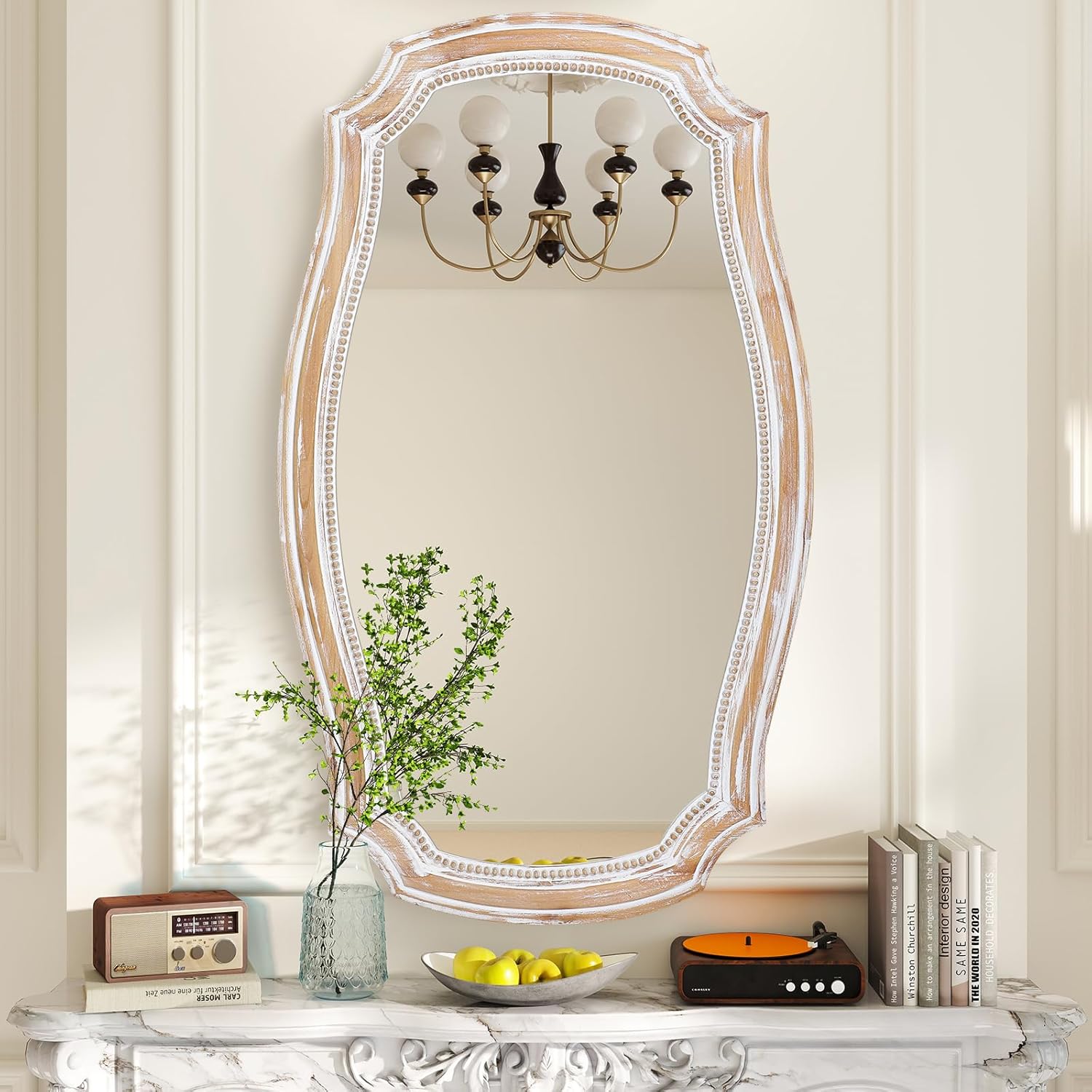 Round Farmhouse Wood Mirror — 36" — C - 36x24 in