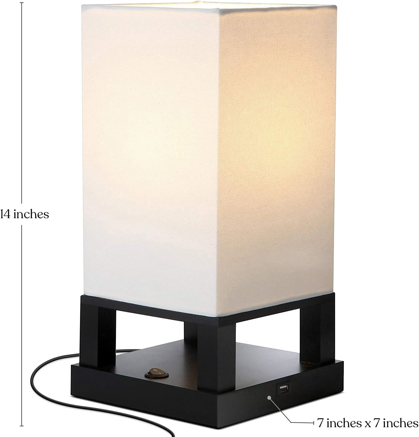 USB Modern Black Bedside Lamp - View 4