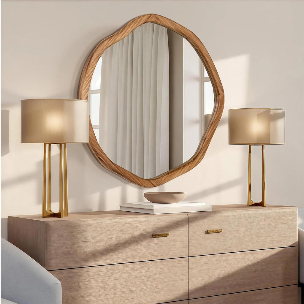 Round Farmhouse Brown Wall Mirror — 30" - View 2