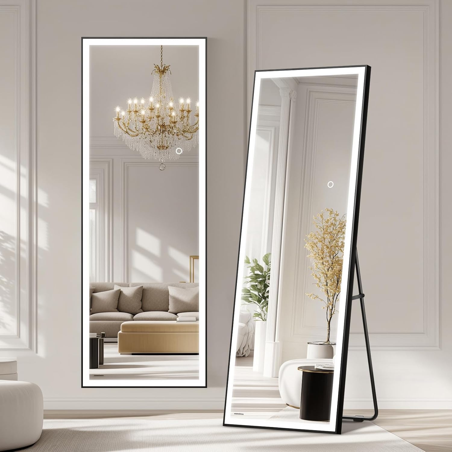 Adjustable Black Vanity Mirror — 56" — Frame-led-black