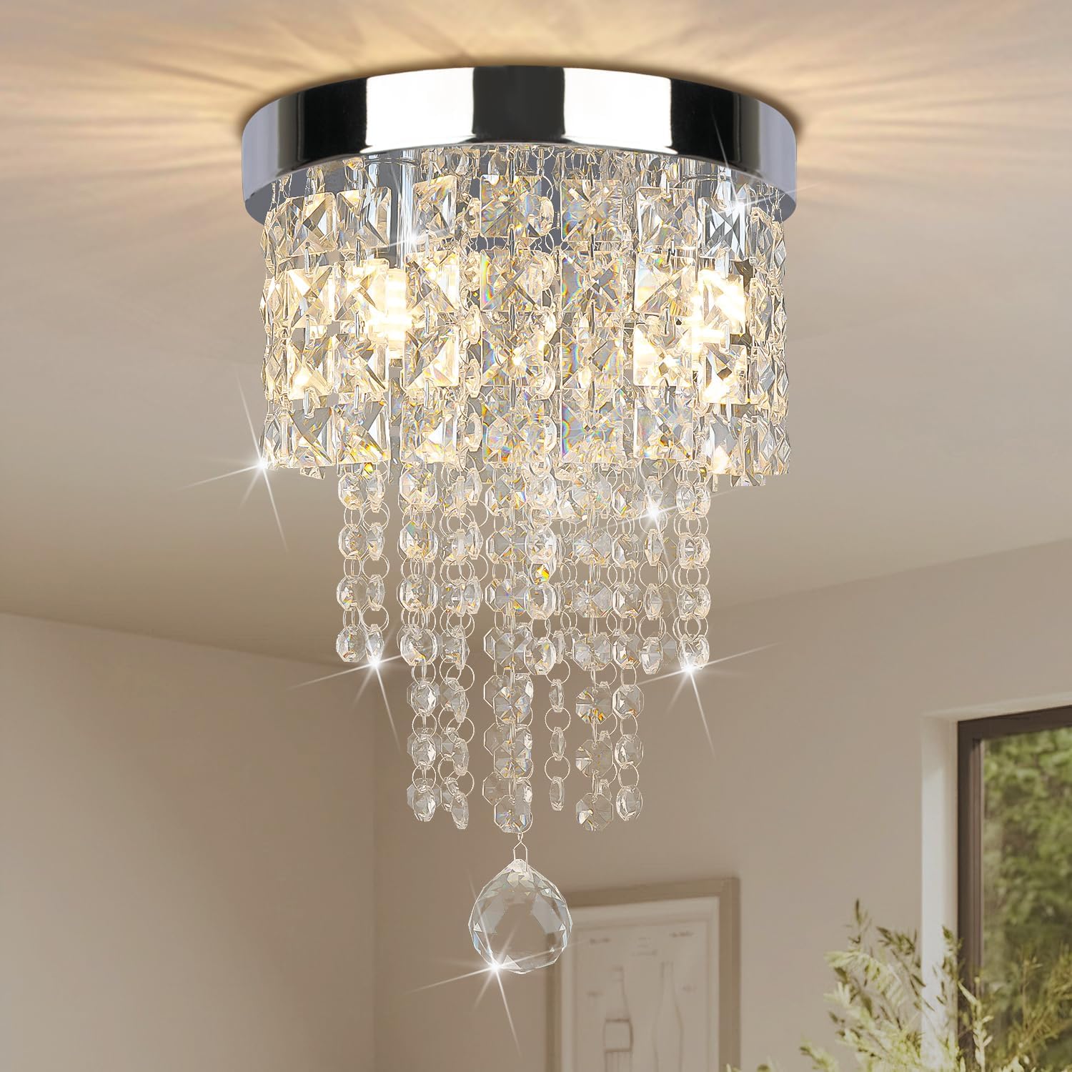 Luxe Black Chandelier — 7.7" — 06-9.05"xH10.25"-Silver