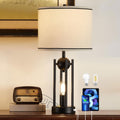 USB Farmhouse Black Bedside Lamp — 25" — Black-1pcs
