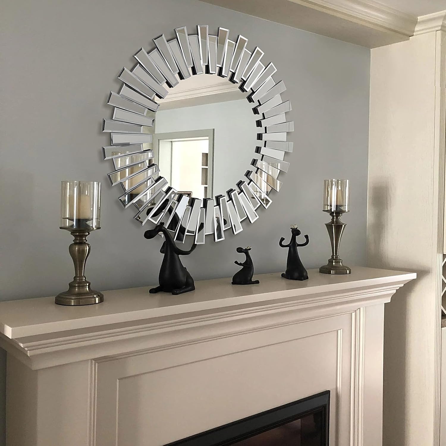 Framed Brown Wall Mirror — 32" - View 3