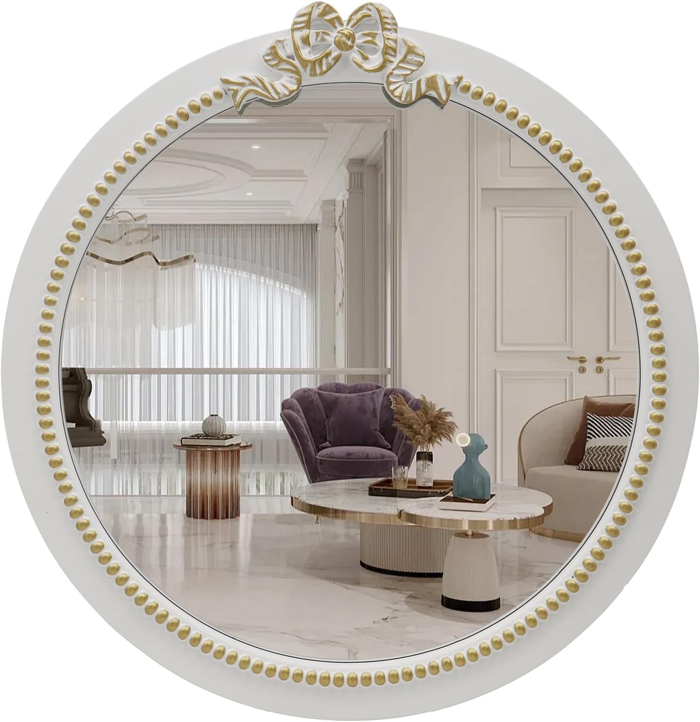 Round Luxe Metal Vanity Mirror — 23.6" — Round-White