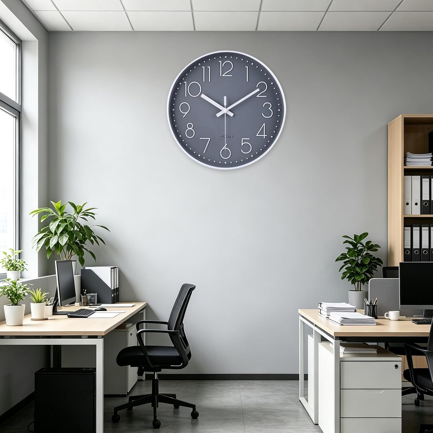 Modern Black Wall Clock — 16" - View 3