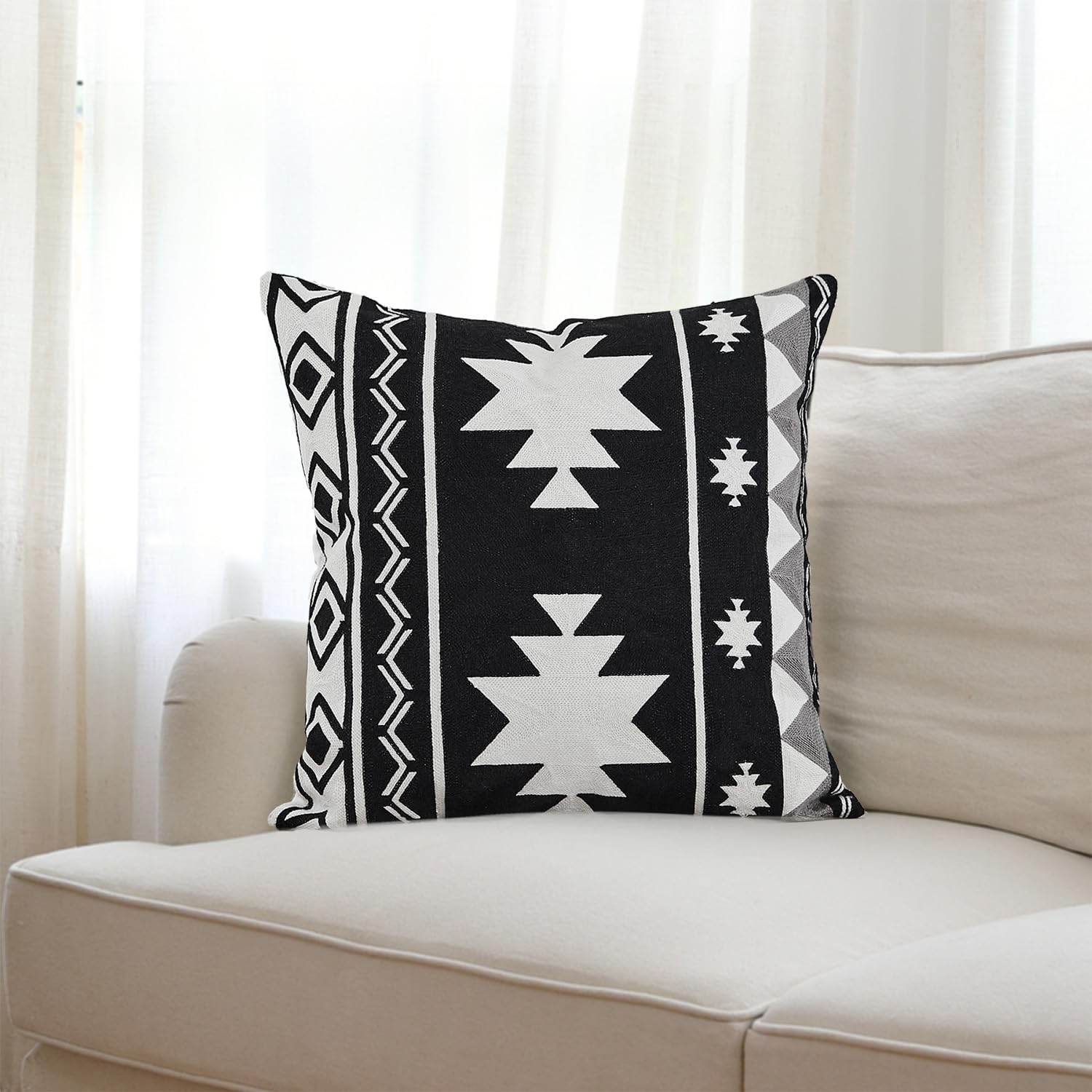 Boho Fabric Throw Pillow Cover — 18" — Pattern a