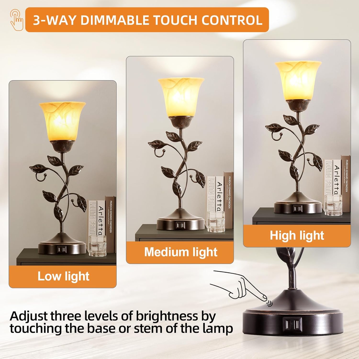 Dimmable Black Nightstand Lamp - View 4