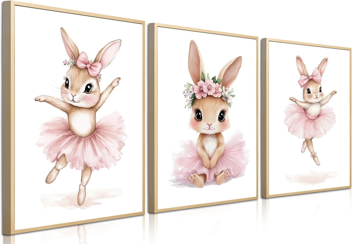 Framed Blue Canvas Wall Art — 12" — Pink Bunny Poster