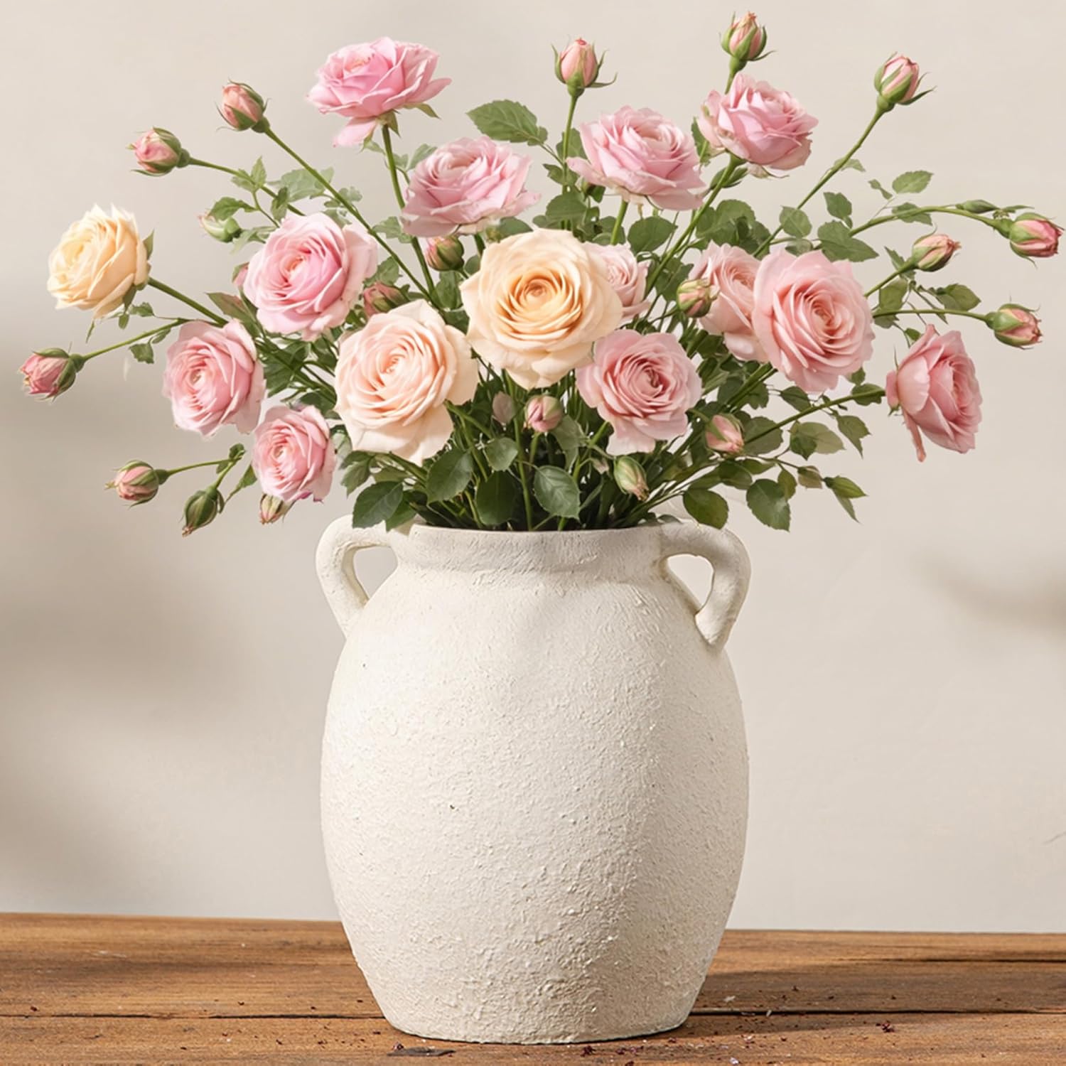 Farmhouse Black Flower Vase — 6" — M-antique Off White